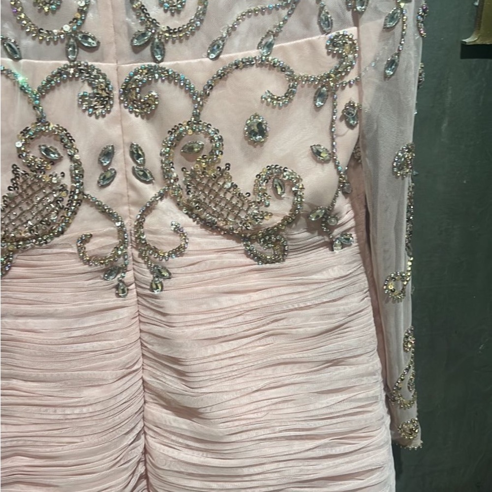 NWT Jovani Light Pink Embellished Long Sleeve Dress size 16 - Picture 10 of 12